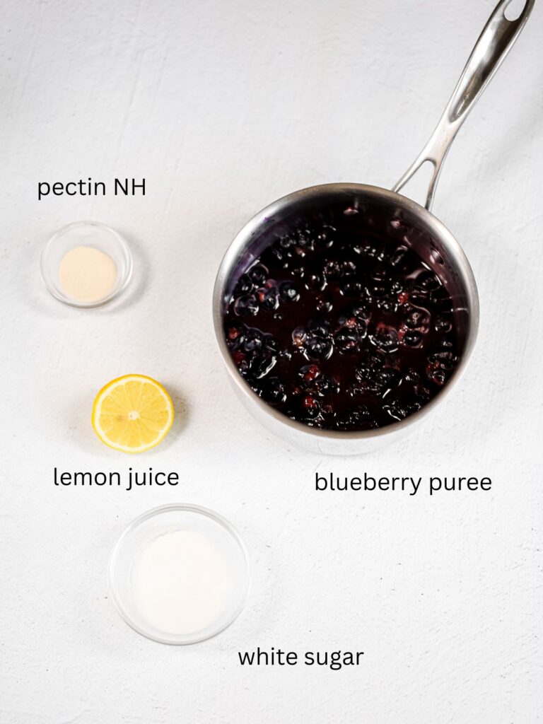 Labeled ingredients on the table. 