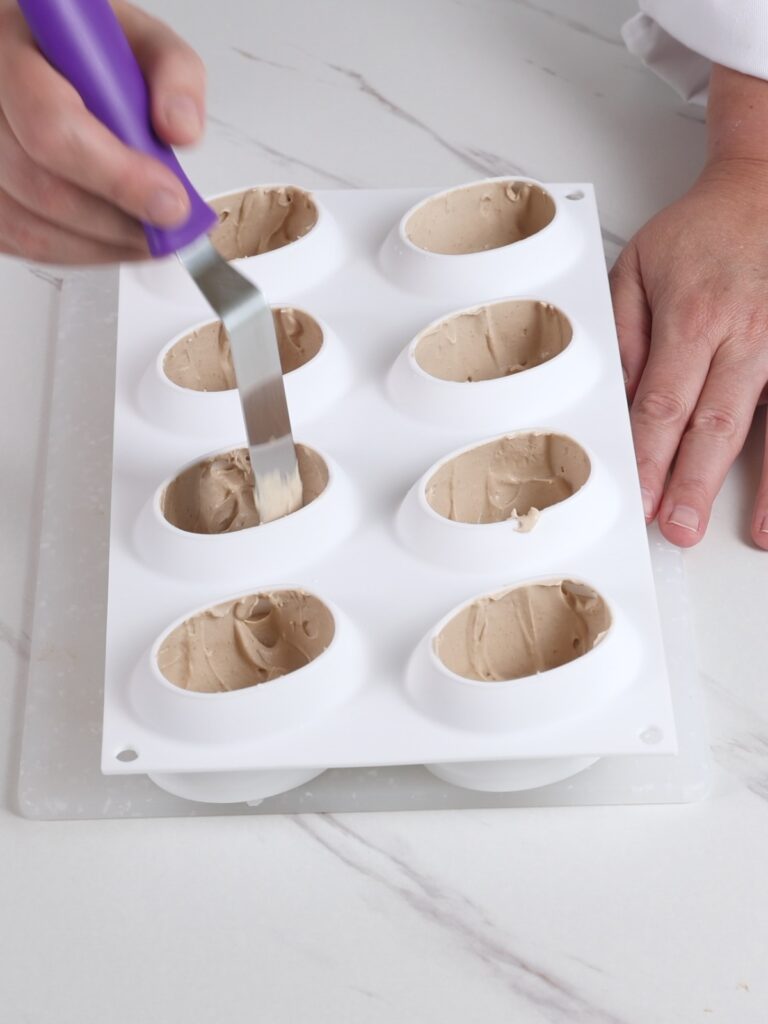 Assembling coffee dessert. 