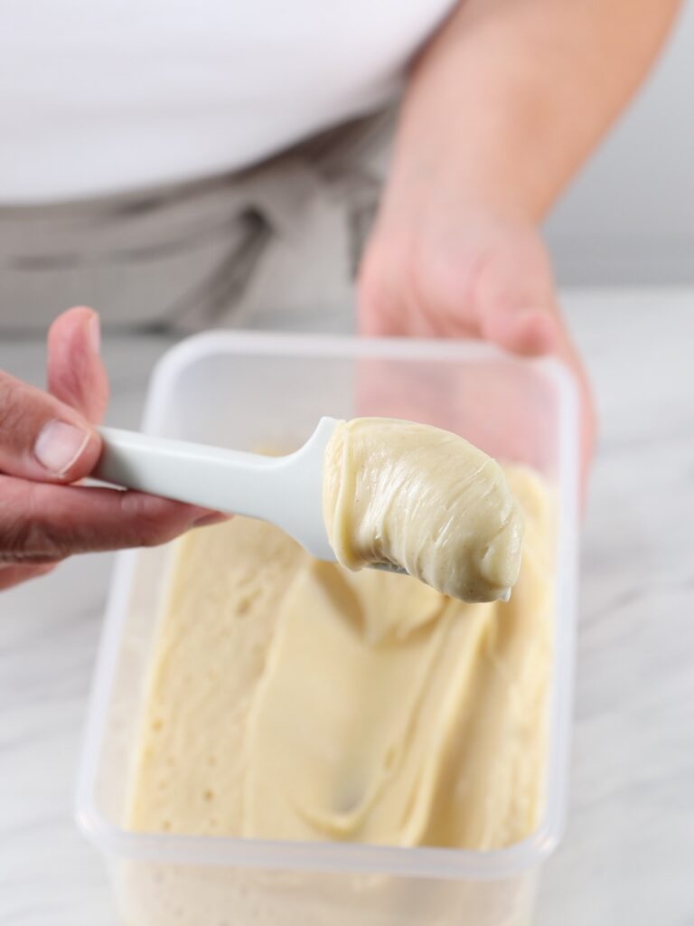 Cinnamon ganache on the spatula.