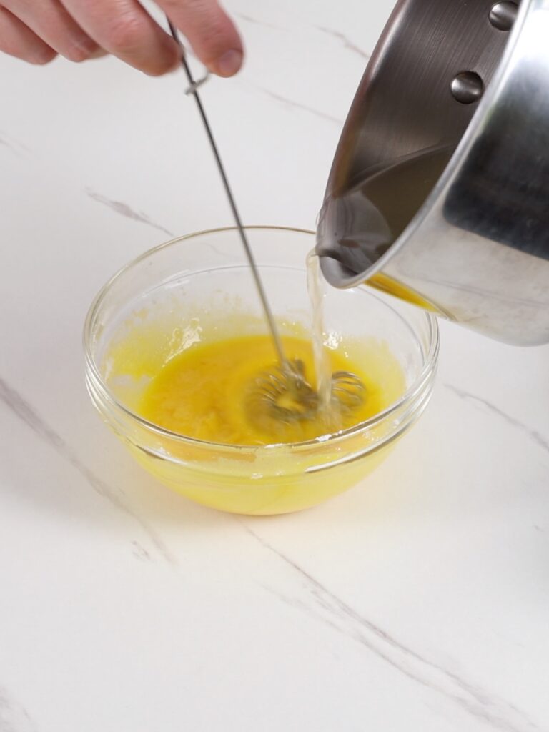 Making lemon filling. 